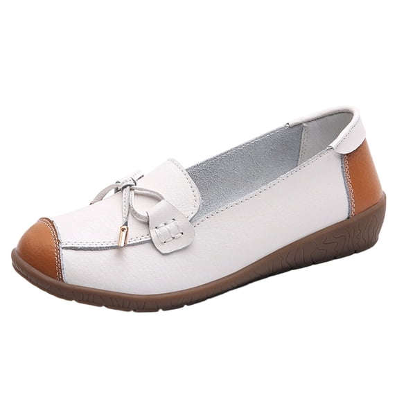 Viluyesy Loafers for Womens, Comfortable Close Toe Soft Sole Fashion Casual Flat Shoes White US8.5
