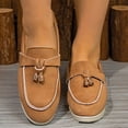 thumbnail image 1 of Viluyesy Loafers for Womens, Round Toe Comfortable Sole Suede Leather 2025 Fashion Casual Flats Shoes Brown US8.5, 1 of 5