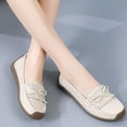 thumbnail image 1 of Viluyesy Loafers for Womens, Soft Sole Bow Tassel Non-Slip Casual Shallow Slip-On Flats Shoes Beige, 1 of 3