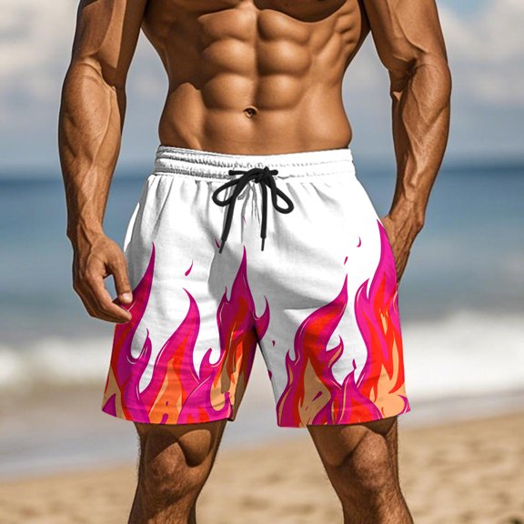 Viluyesy Mens Board Shorts, Fashion Graphic Elastic Waist Surfing Swimwear Sports Beach Swim Trunks Pink M