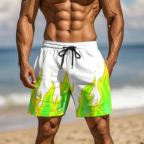 Viluyesy Mens Board Shorts, Surfing Swimwear Elastic Waist Fashion Graphic Sports Beach Swim Trunks Green XL