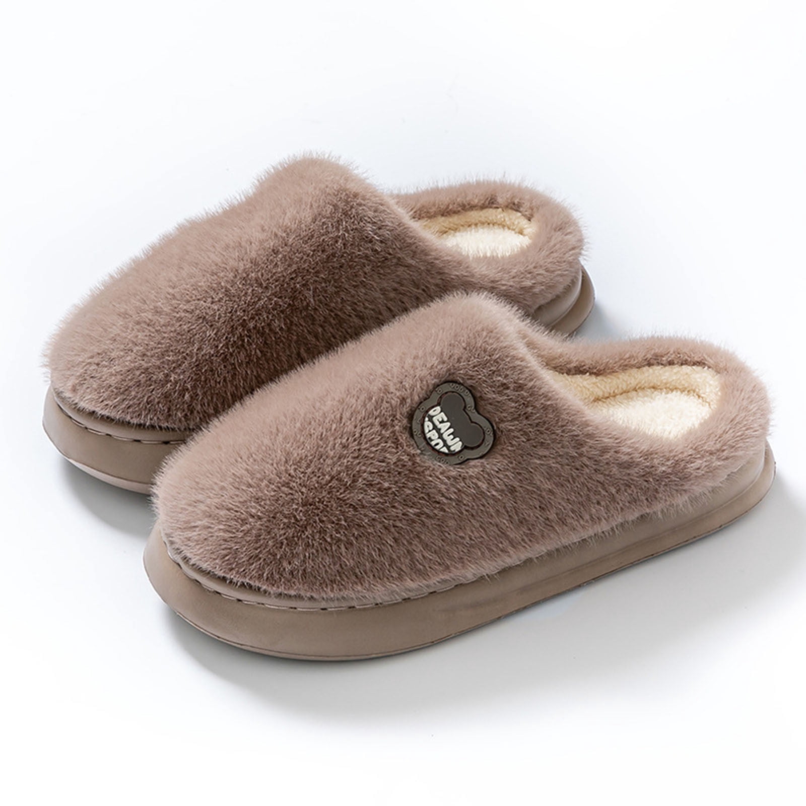 Viluyesy Mens Fuzzy Slippers, Slip-On Memory Foam Plush Lining Winter ...