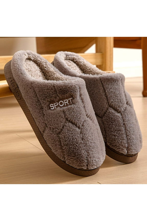 Mens Fuzzy Slippers, Winter Plush Warm Cozy Soft Sole Closed Toe Slip-On Bedroom House Shoes Brown