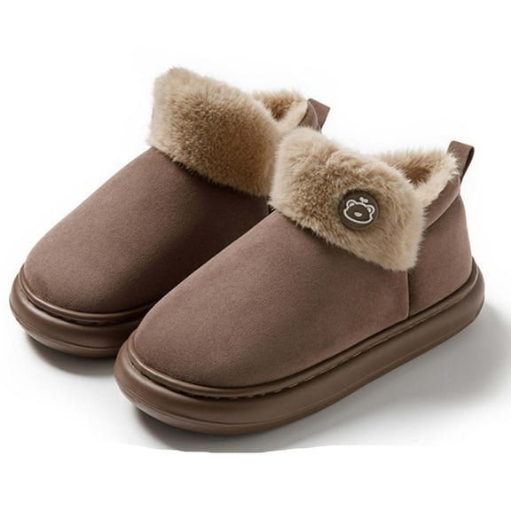 Viluyesy Mens Platform Slippers, Plush Lining Memory Foam Cozy Warm Winter Fuzzy House Outdoor Shoes Coffee