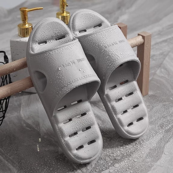 Viluyesy Mens Slides Slippers, Anti-Slip Lightweight Soft Sole Home Indoor Outdoor Shower Bathroom Slippers Gray