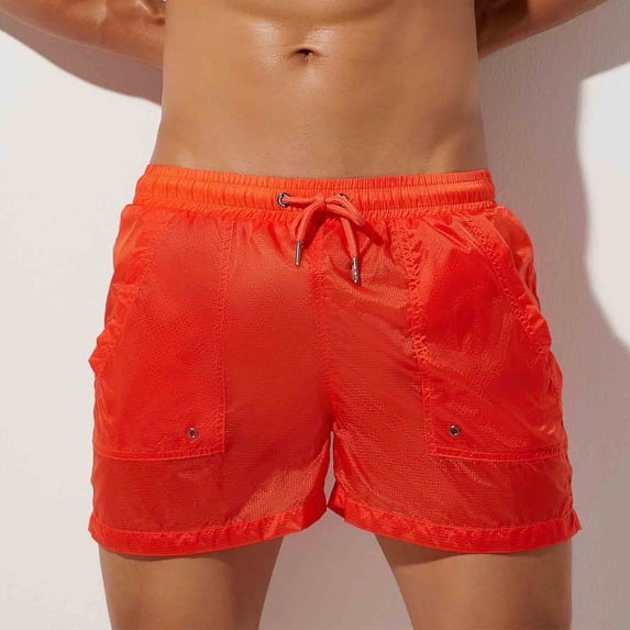 Viluyesy Mens Swim Trunks, Drawstring Quick Dry Lightweight Beach Loose Casual Board Shorts Orange M