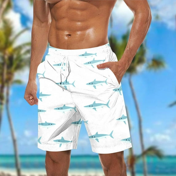Viluyesy Mens Swim Trunks, Drawstring Quick Dry Surfing Graphic Swimwear Beach Board Shorts with Pockets White 4XL