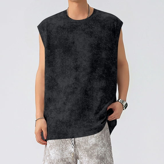 Viluyesy Mens and Big Mens Tank Tops, Sleeveless Athletic Casual Crewneck Loose Summer Trendy Muscle Shirts Black 3XL