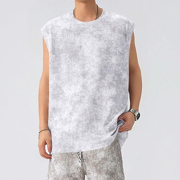 Viluyesy Mens and Big Mens Tank Tops, Sleeveless Crewneck Loose Athletic Casual Summer Trendy Muscle Shirts White 4XL