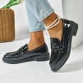 thumbnail image 1 of Viluyesy Patent Leather Loafers for Womens, Slip-On Chunky Heels British Style Casual Dressy Business Penny Shoes Black US6.5, 1 of 9