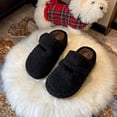thumbnail image 1 of Viluyesy Platform Slippers for Womens, Fleece Lining Memory Foam Cozy Warm Winetr Fuzzy Shoes with Hook Loop Black, 1 of 7