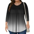 thumbnail image 1 of Viluyesy Plus Size 3/4 Sleeves T-Shirt Women Round Neck Shirt Tops Loose Blouse Black Size 3XL, 1 of 6