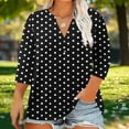 thumbnail image 1 of Viluyesy Plus Size 3/4 Sleeves T-Shirt Women V-Neck Button Shirt Tops Comfortable Fashionable Relaxed Button Loose Blouse Black Size L, 1 of 5