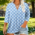 thumbnail image 1 of Viluyesy Plus Size 3/4 Sleeves T-Shirt Women V-Neck Button Shirt Tops Comfortable Fashionable Relaxed Button Loose Blouse Sky Blue Size 3XL, 1 of 5