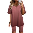 thumbnail image 1 of Viluyesy Printed Tops Short Pants Sets Womens Round Neck Summer T-Shirt and Shorts 2PC Fashionable Relaxed Shirt and Shorts Sets Two PC Gold Size S, 1 of 4