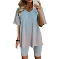 thumbnail image 1 of Viluyesy Printed Tops Short Pants Sets Womens Round Neck Summer T-Shirt and Shorts 2PC Fashionable Relaxed Shirt and Shorts Sets Two PC Green Size S, 1 of 4