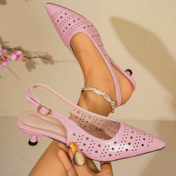 Viluyesy Pumps for Women Pointed Toe Slingback Kitten Heel Comfortable Dress Work Shoes Casual Walking Pink Size 5.5