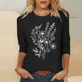 thumbnail image 1 of Viluyesy Round Neck T-Shirt for Womens 3/4 Sleeves Shirt Tops Fashionable Loose Blouse Black Size L, 1 of 4