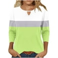 thumbnail image 1 of Viluyesy Round Neck T-Shirt for Womens 3/4 Sleeves Shirt Tops Fashionable Loose Blouse Green Size 2XL, 1 of 6