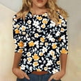 thumbnail image 1 of Viluyesy Round Neck T-Shirt for Womens 3/4 Sleeves Shirt Tops Fashionable Relaxed Loose Blouse Multicolor Size 5XL, 1 of 5