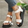 thumbnail image 1 of Viluyesy Sandals for Womens, Ankle Buckle Open Toe Soft Sole Summer Casual Platform Shoes White, 1 of 8