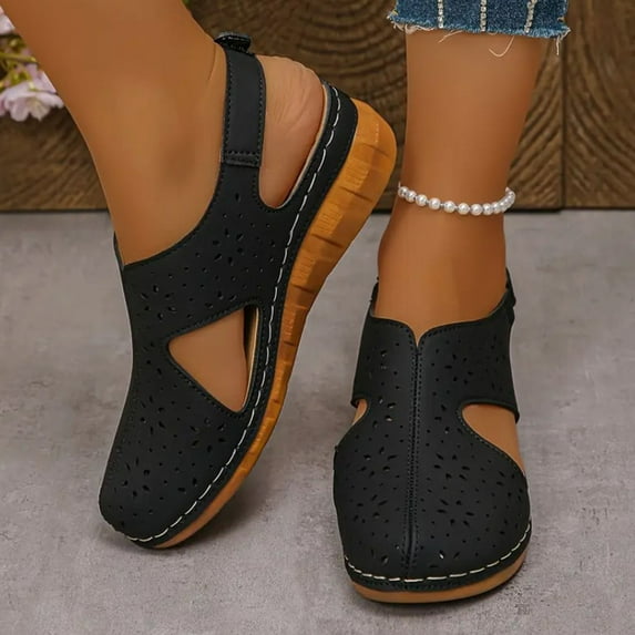 Viluyesy Sandals for Womens, Arch Support Hollow Out Closed Toe 2026 Soft Sole Casual Comfort Shoes Black US9.5