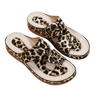 Viluyesy Sandals for Womens, Arch Support Slip-On Leopard Casual Beach Flip Flops Shoes Camouflage