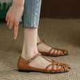thumbnail image 1 of Viluyesy Sandals for Womens, Comfort Flats Ankle Strap Closed Toe Summer Casual Shoes Brown, 1 of 5