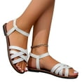 thumbnail image 1 of Viluyesy Sandals for Womens, Wide Width Open Toe Ankle Strap Summer Casual Flat Shoes White, 1 of 8