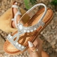 thumbnail image 1 of Viluyesy Sandals for Womens, Wide Width Open Toe Rhinestones Roman Gladiator Shoes Silver, 1 of 9