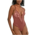 thumbnail image 1 of Viluyesy Shapewear for Womens, Deep V-Neck Tummy Control Adjustable Strap Slim Fit Thong Bodysuit Brown XL, 1 of 3