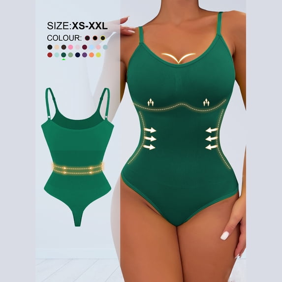 Viluyesy Shapewear for Womens, Tummy Control High Support Seamless Slim Fit Compression Comfort Thong Bodysuit Army Green XL