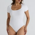 thumbnail image 1 of Viluyesy Shapewear for Womens, Tummy Control Scoop Neck Short Sleeve Seamless Comfort Thong Bodysuit White, 1 of 4