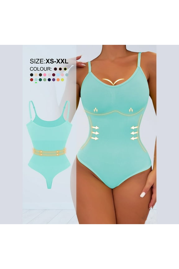 Shapewear for Womens, Tummy Control Seamless Slim Fit High Support Compression Comfort Thong Bodysuit Mint Green XL