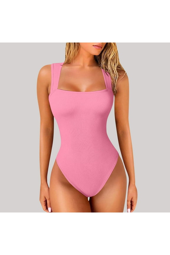 Shapewear for Womens, Tummy Control Tight Fit Seamless Comfort High Support Shaping Thong Bodysuit Pink L