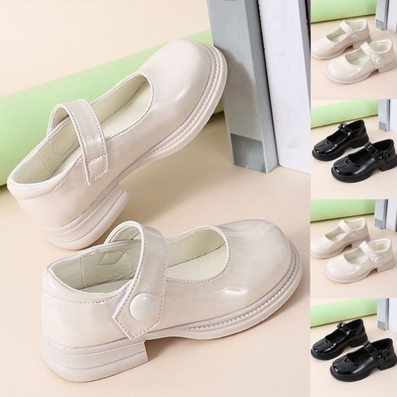 Viluyesy Shoes for Kid Girls Soild Color Enclose Toe Casual Fashion Girls Casual Footwear Beige Size 32