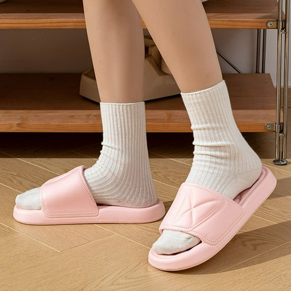 Viluyesy Slide Sandals for Womens, Quick Drying Non-Slip Breathable Thick Sole Home Shower Pillow Slippers Pink