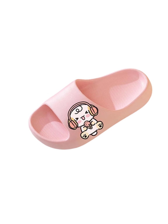 Slides Slippers for Boys Girls, Comfort Thick Sole Non-Slip Lightweight Quick Dry Kids Bathroom Indoor Outdoor Cloud Slippers Pink
