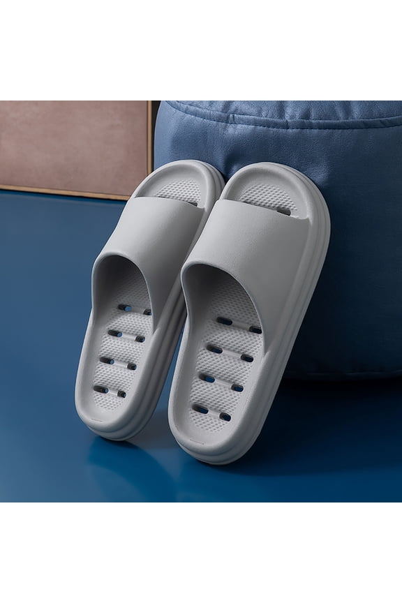 Slides Slippers for Mens, Anti-Slip Lightweight Breathable Comfort Shower Bedroom House Outdoor Cloud Sandals Gray