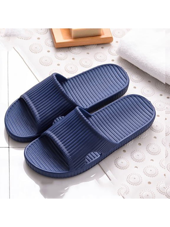 Slides Slippers for Mens, Anti-Slip Lightweight Comfort House Outdoor Shower Bathroom Slide Sandals Dark Blue