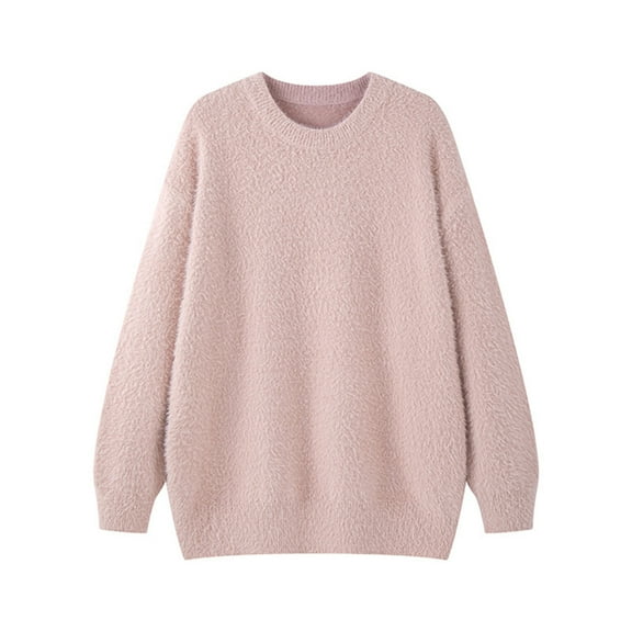 Viluyesy Sweater for Men Casual Fashion Crew Neck Long Sleeve Pullover Lightweight Mens Fall and Winter Clothes Pink Size L