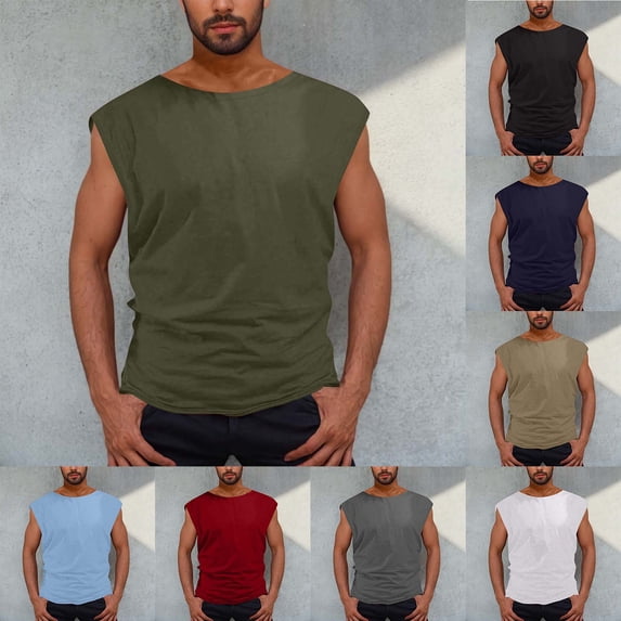 Viluyesy Tank Tops for Mens, Loose Fit Crewneck Soft Thin Summer Casual Muscle Tee White XL