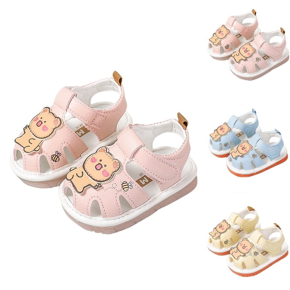 Viluyesy Toddler Baby Summer Sandals – Soft-Soled Slip-On Walking Shoes with Whistle Sound, Non-Slip Pre-Walking Sandals for Boys and Girls Pink Size 0M