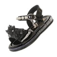 thumbnail image 1 of Viluyesy Toddler and Little Girls Sandals, Floral Pearl Open Toe Soft Sole Summer Princess Flat Shoes Black, 1 of 9