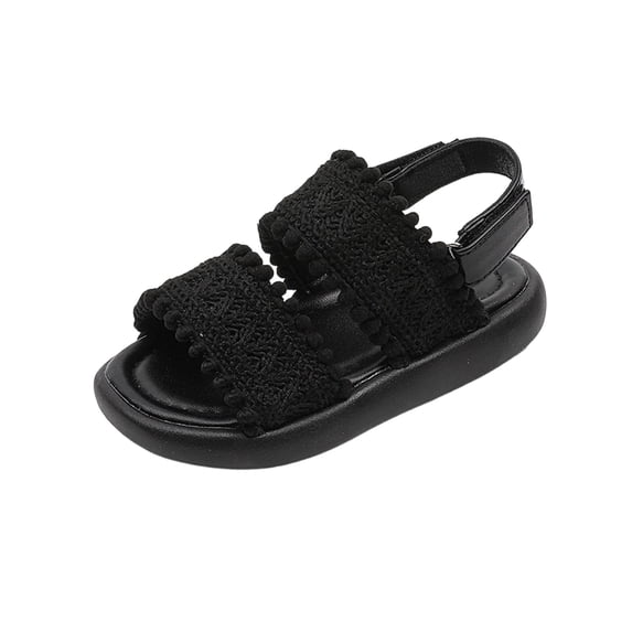 Viluyesy Toddler and Little Girls Sandals, Open Toe Comfort Breathable Soft Sole Kids Outdoor Beach Flat Shoes Black