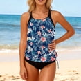 thumbnail image 1 of Viluyesy Two Piece Swimsuits for Womens, Prints Loose Racerback Tops with Swim Bottoms Tummy Control Bathing Suits Blue XL, 1 of 5