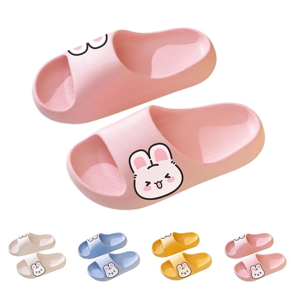 Viluyesy Unisex Reversible Summer Slippers for Kids – Thickened Casual Indoor Bathroom Slides with Fun Printed Design, Soft Sole, Lightweight Comfort Yellow Size 13 Little Kid