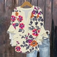 thumbnail image 1 of Viluyesy V-Neck T-Shirt for Womens 3/4 Sleeves Shirt Tops New Relaxed Button Loose Blouse Multicolor Size S, 1 of 5