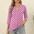 thumbnail image 1 of Viluyesy Women's 3/4 Sleeves T-Shirt V-Neck Shirt Tops Fashionable Loose Blouse Pink Size 2XL, 1 of 6