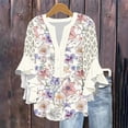 thumbnail image 1 of Viluyesy Women's 3/4 Sleeves T-Shirt V-Neck Shirt Tops New Relaxed Button Loose Blouse Multicolor Size S, 1 of 5